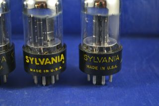 (1) Strong Testing Match Quad Of Sylvania Chrome Dome 6SN7 Audio Vacuum Tubes 3