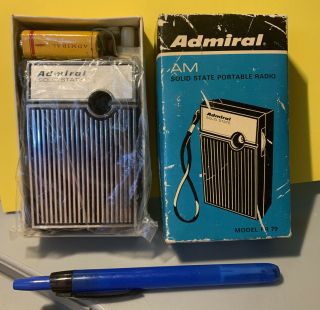 Vintage Portable Pocket Admiral Pr 79 Am Solid State Transistor Radio