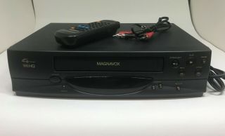 Magnavox Vcr Vhs Video Cassette Player Recorder With Remote 4 Head Vru340at21