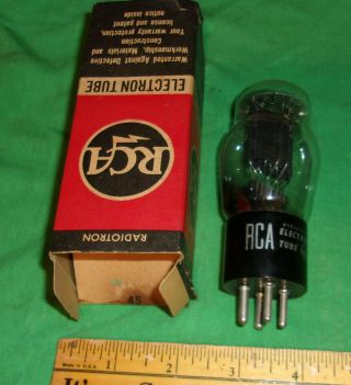 Rca 45 Audio Triode Tube W/ Carton Tests Strong 1930 