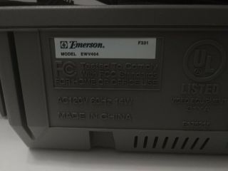 Emerson EWV404 VHS VCR 4 Head Video Cassette Recorder,  Cables,  No Remote 3