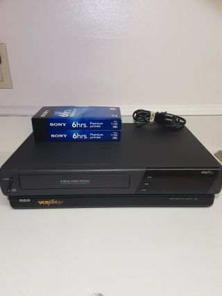 Rca Vr526a 4 Head Vhs Video Cassette Recorder Vcr W/2 Blank Tapes
