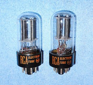 2 RCA 6SN7GTB Vacuum Tubes - 1960 ' s Staggered Black Plates Audio Twin Triodes 2