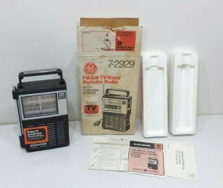 Vintage 1970s Ge General Electric 7 - 2929a Am/fm Tv Sound Portable Radio