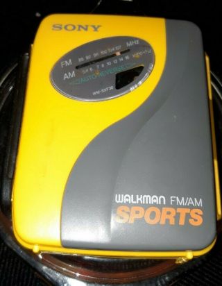 Sony Walkman Wm - Sxf30 Sports Am/fm Portable Stereo Cassette Player Yellow