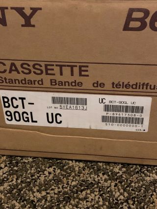 NOS Case 10 Sony Betacam BCT - 90GL UC Video Cassettes Broadcast Std 2