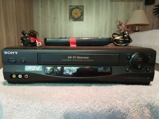 Sony Slv N55 Hi - Fi Stereo Vcr Vhs Video Cassette Recorder With Remote Control