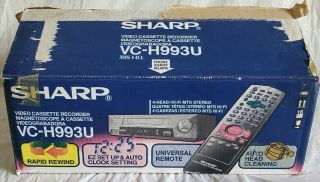 Sharp Model Vc - H993u Vcr S - Vhs Hi - Fi 4 Head Rapid Rewind & Remote