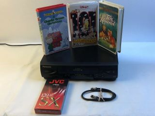 Panasonic 4 - Head Omnivision Vcr Vhs Player Pv - V4022,  3 Movies,  1 Blank Tape
