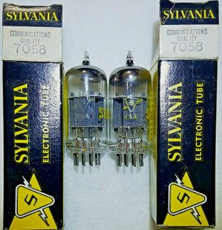 Matched Pair 7058 (mobile Quality Low Noise 12ax7) Sylvania Tubes,  Tv - 7/d 106,