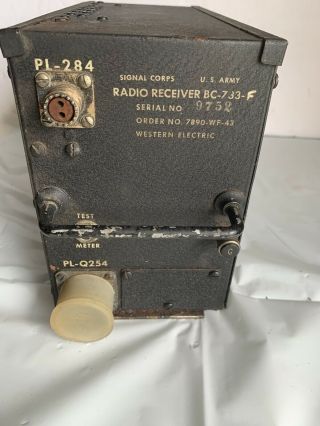 Vintage Us Army Signal Corps Western Electric Radio Receiver Bc - 733 - F,  1955