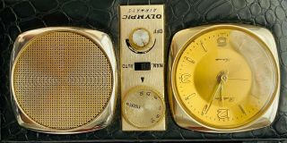Olympic Airways & Radio Clock in Leather Case Made Hong Kong From 40$ 2