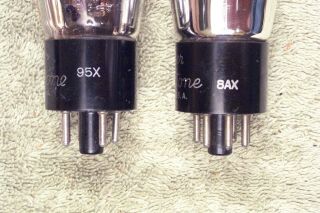 2,  Silvertone 6J5G,  tall shouldered glass,  black round plates match pair,  6J5 3