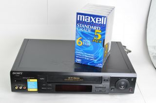 Sony Video Cassette Vcr Recorder Slv - 778hf Black,  5 Vhs Cassette Tape Maxell