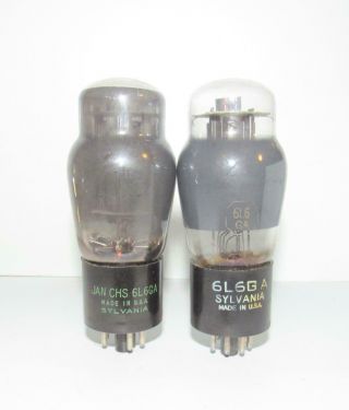 Matched Pair - Sylvania 6l6ga Smoked Glass Amplifier Tubes.  Tv - 7 Test @ Nos Specs.