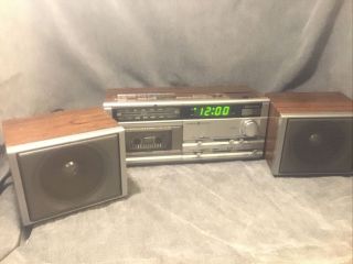 VTG General Electric Stereo Clock Radio Cassette Recorder w/2 Speakers 7 - 4984A 3