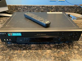 Sony Slv - N71 Vcr Vhs 4 Head Hifi Stereo Video Cassette Recorder Player W/remote