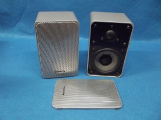 2 Aluminum Realistic Minimus 7 Speakers/ Silver Radio Shack Vintage Sound Great.