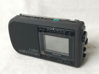 Vintage Sony Watchman Color Lcd Tv With Am/fm Radio Model Fdl - 380
