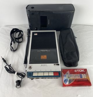 Vintage Sony Model Tc - 110b Cassette Recorder.  Case
