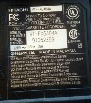 Hitachi VCR VT - FX6404A VHS Player Recorder 4 head HiFi Stereo No Remote 2
