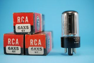 3x Rca 6ax5gt Nos Nib Full - Wave Vacuum Rectifier Power Supply Tubes (g)