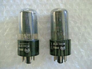 Matched Pair 6V6GT RCA Smoked Glass Black Plate Power Pentodes - 539C 2