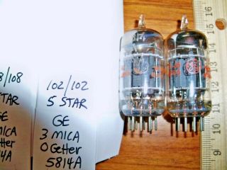 2 Strong Matched Ge 5 Star 3 Mica Gray Plate O Getter 5814a Tubes