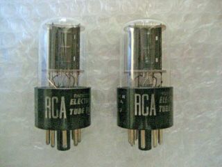 2 X Nos Nib 6sn7 Rca Staggered Black Plate Twin Triodes - 539c - 1950s