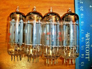 4 Strong Matched Sylvania Made Gray Plate O Getter 6cg7 / 6fq7 Tubes 2