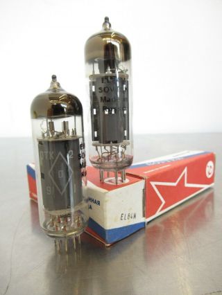 Vintage Matched Pair Sovtek El84m 6bq5wa Vacuum Tubes Made In Russia Box