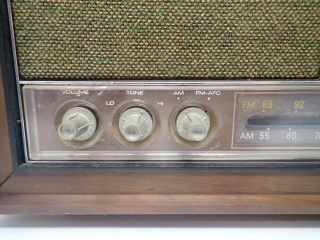 Vintage GE Solid State AM FM Radio Dual Speaker Wood Grain T1240 3