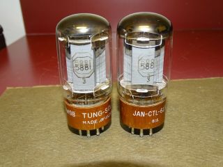 Pair,  Tung - Sol Type Jan Ctl 6l6wgb/5881 Radio Audio Output Amplifier Tubes,  Good