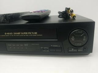 Sharp VC - A410U VCR VHS 4 Head Recorder Player W/ Remote,  AV Cables & Tape 3