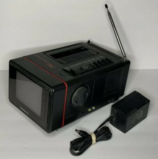 1989 Vintage Magnavox 5” Perfect View Portable Tv And Radio Model Cj3922