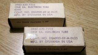 One (1) 2 Sylvania 6350 Dual Triodes B&K 111/105,  100/102. 3