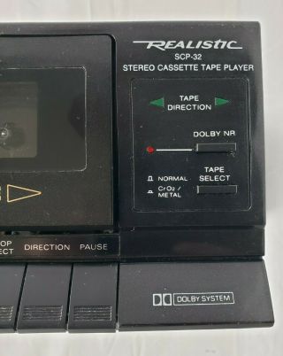 Realistic SCP - 32 Stereo Cassette Tape Player w/ Auto Reverse Dolby System 14 - 600 3