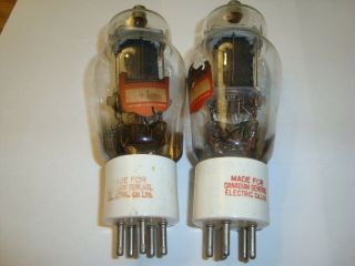 One Matched Pair Rk - 39 Tubes,  By Raytheon For Cge,  White Porcelain Base