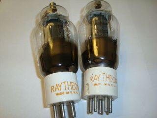 One Matched Pair RK - 39 Tubes,  By Raytheon For CGE,  White Porcelain Base 2