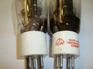 One Matched Pair RK - 39 Tubes,  By Raytheon,  One For RCAF,  White Porcelain Bases 2