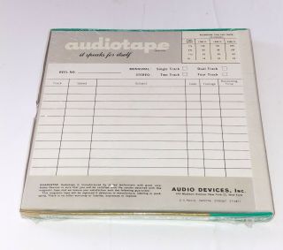 BLANK AUDIOTAPE AUDIO DEVICES 1200 FT.  RECORDING TAPE REEL special low print 2