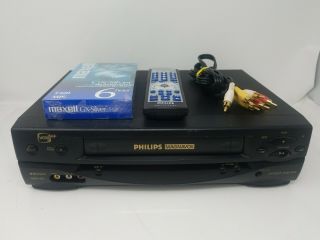 Philips Magnavox Vcr 4 Head Hi - Fi Vhs Player Video Cassette Recorder Vrz360 At02