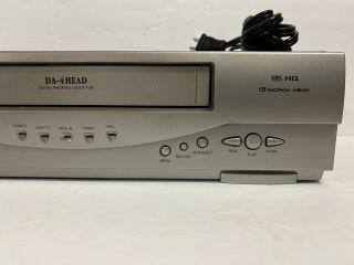 Emerson EWV404 19 Micron DA 4 Head VCR VHS Player No Remote/Cables 3