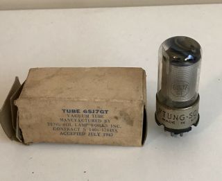 Vintage Tung - Sol 6sj7gt Black Plate Vacuum Tube July 1943 Very Strong Nos