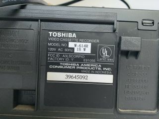 Toshiba W - 614R VHS 4 Head VCR Video Cassette Recorder Player No Remote 3