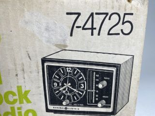 GENERAL ELECTRIC Model 7 - 4725 Alarm Clock AM Radio Vintage NOS 2
