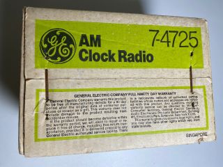 GENERAL ELECTRIC Model 7 - 4725 Alarm Clock AM Radio Vintage NOS 3