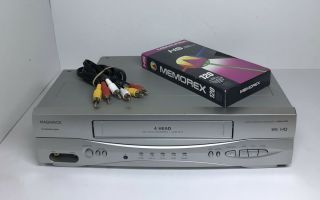 Magnavox Vhs Player Vcr 4 Head With A/v Cable And Blank Tape No Remote