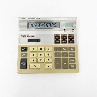 Vintage Texas Instruments Ba - 20 Profit Manager (1990) Margin Solar Calculator