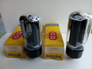 2 X Philips 5u4gb Rectifier Top O - Getter Made In Usa (rca ?) - Nos